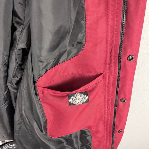 Dravus Mens Red Charcoal Color block Windbreaker Bomber Style Jacket - Picture 10 of 11